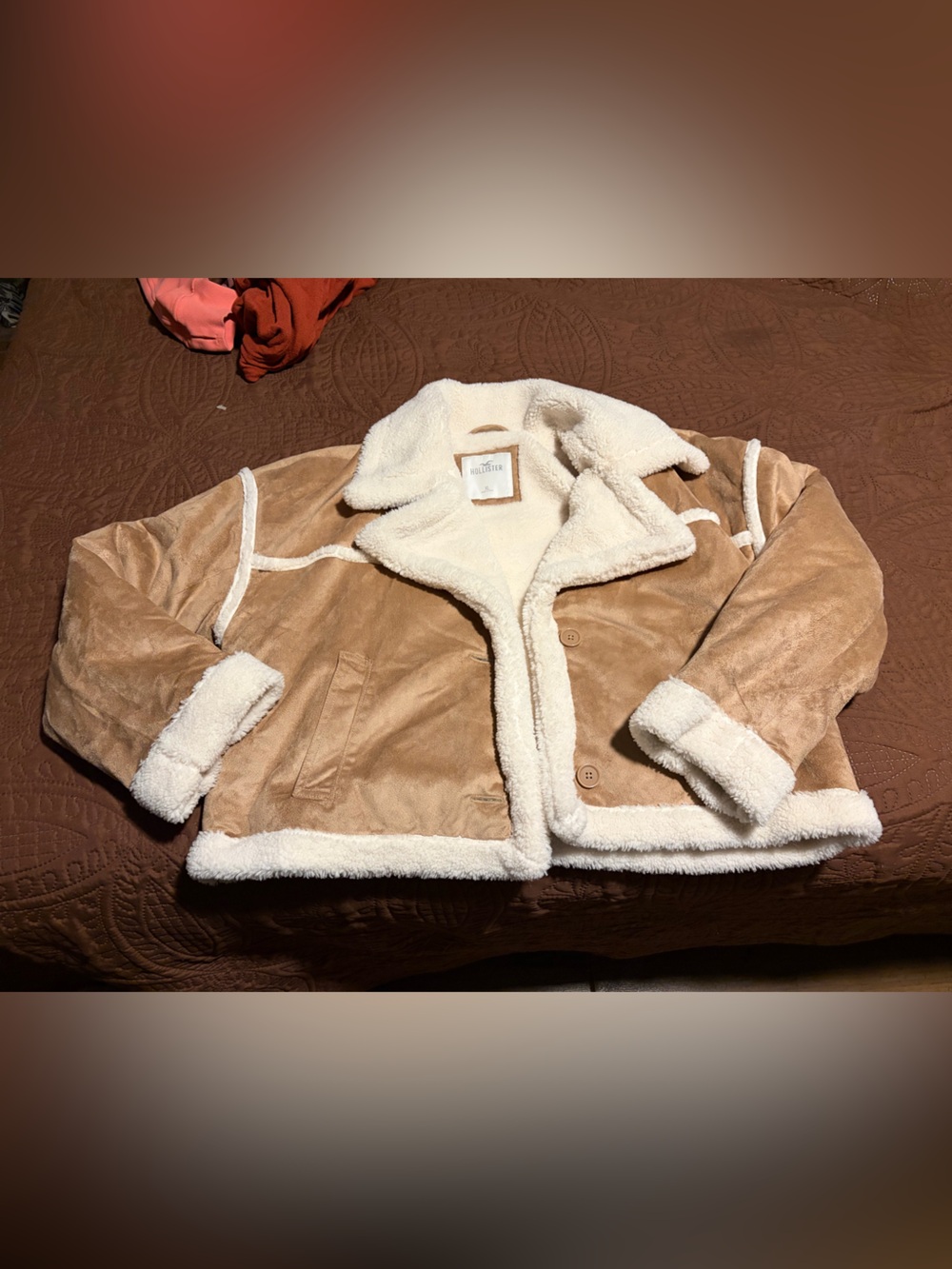 Hollister Tan Faux-Suede Sherpa-Lined Jacket